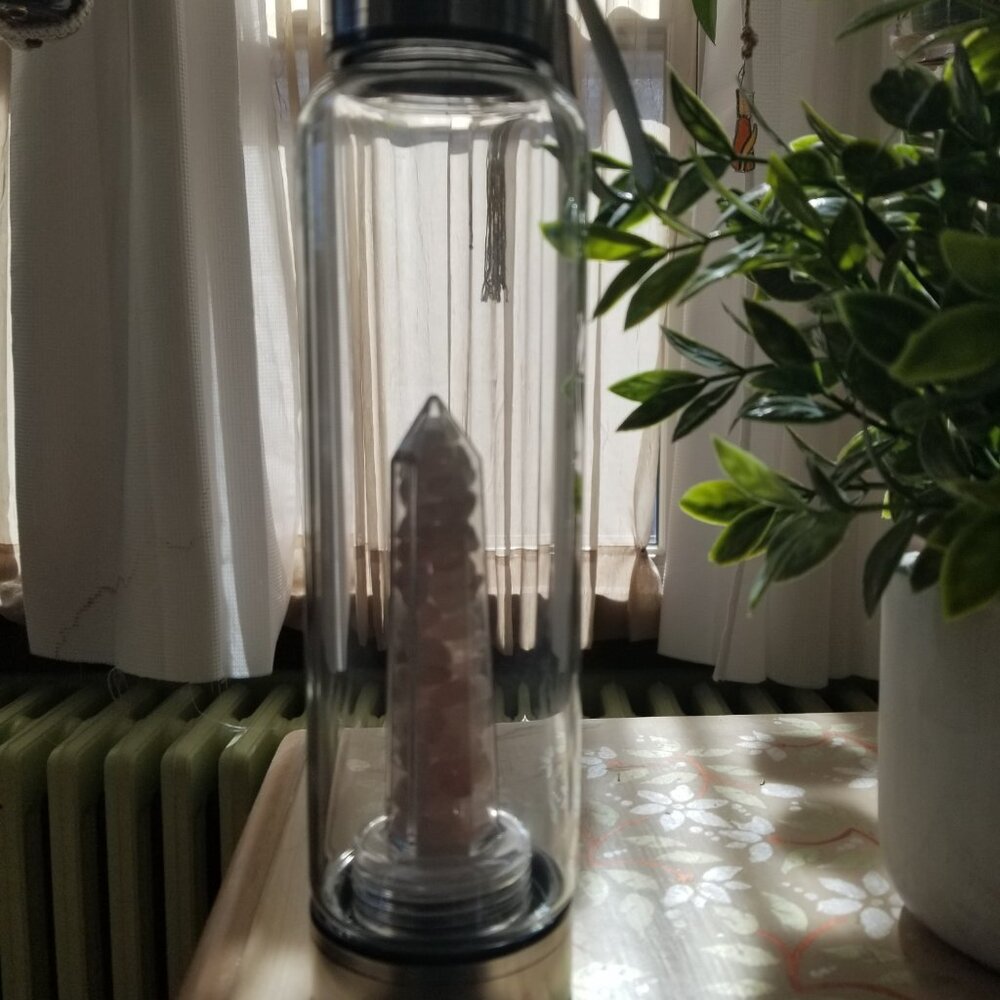Rose Quartz Infused Glass Water Bottle NEW! - Picture 7 of 7